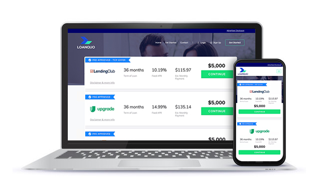 loanquo mock screens